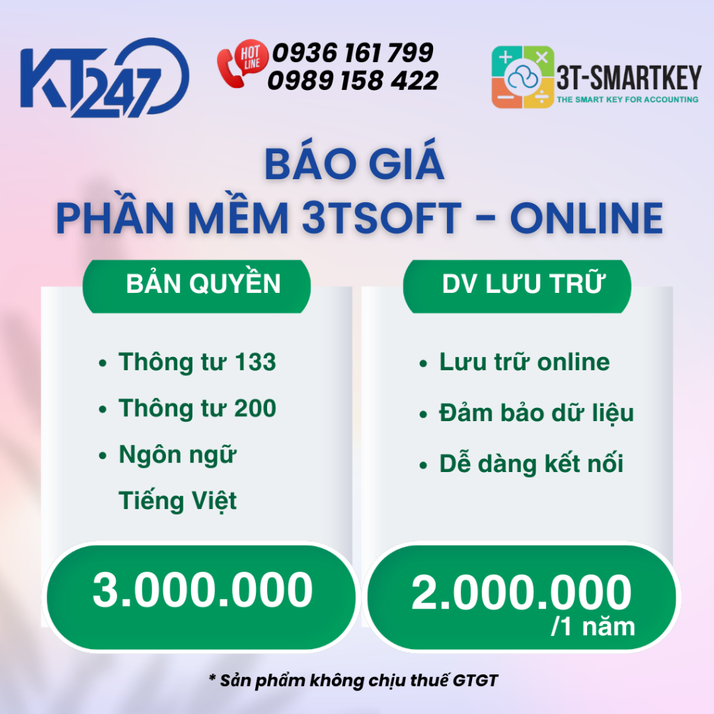 báo giá phần mềm kế toán 3Tsoft